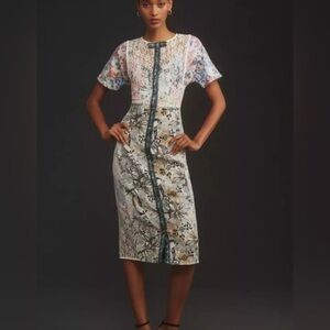 Anthropologie Multicolor Lace Midi Dress